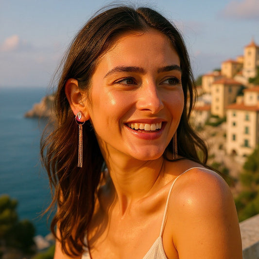 Dazzle in Stone & Chain Earrings - Perfect Party Accessory