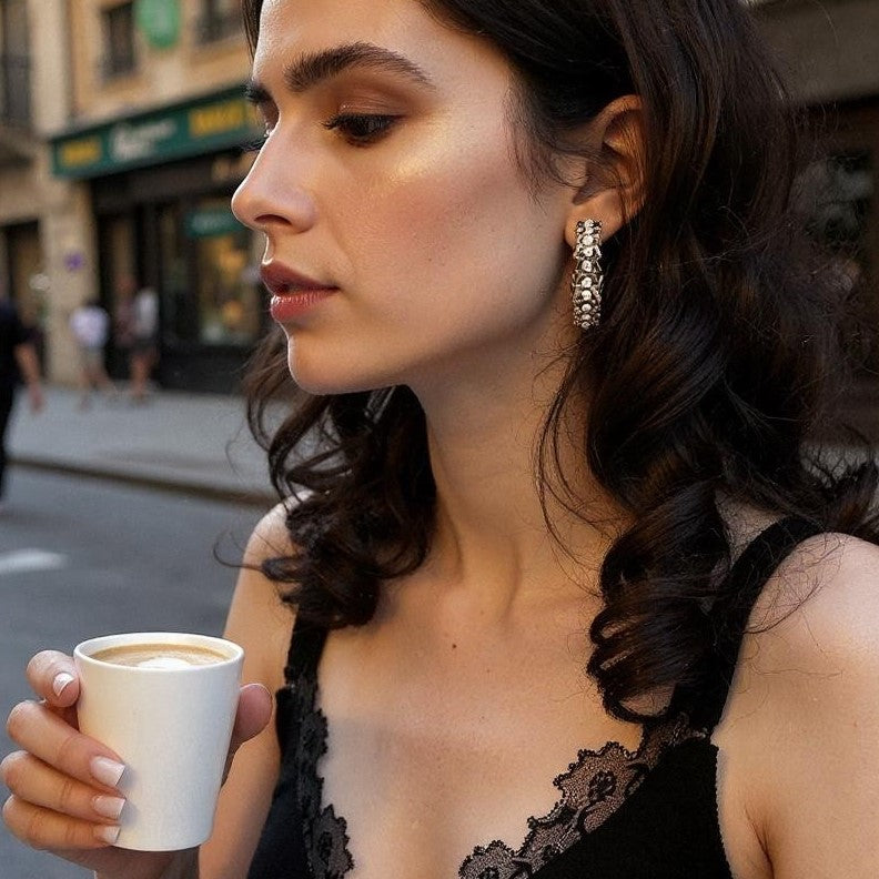Chain style Silver Hoops Earrings casuals Ear Rings Earrings ethnic office party Trincket Jewellry Jewelry Jewellery
