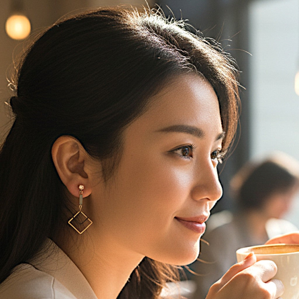 Black and Gold Diamond Shape Earrings Earrings casuals Ear Rings Earrings office party Trincket Jewellry Jewelry Jewellery