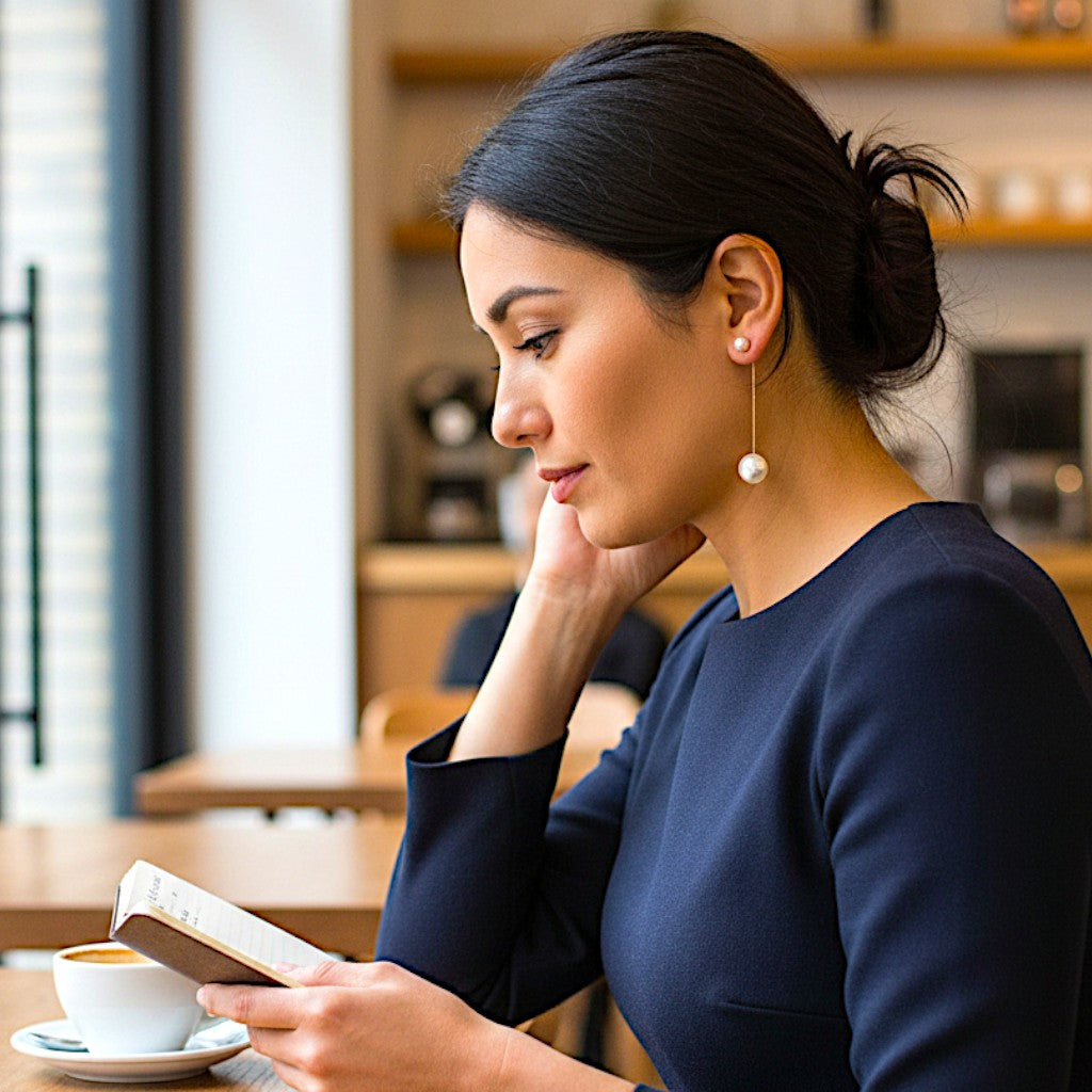 Pearl Bead and Chain Earrings