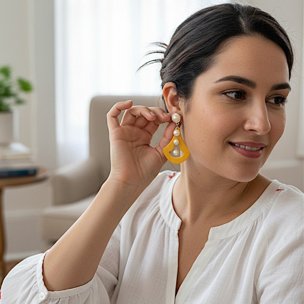 Pyramid White Bead Earrings Earrings bead Ear Rings Earrings ethnic party Trincket Jewellry Jewelry Jewellery