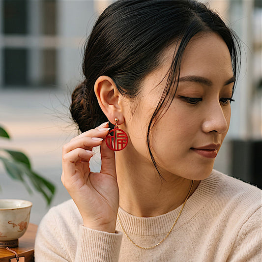 Japanese Style Red Earrings Earrings casuals Ear Rings Earrings office Trincket Jewellry Jewelry Jewellery