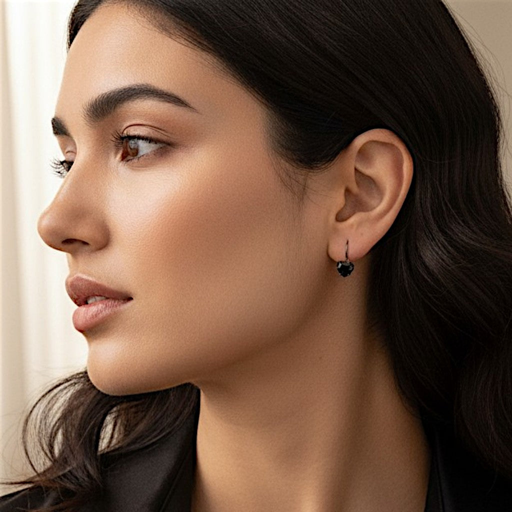 Tiny Heart Studded Hoops