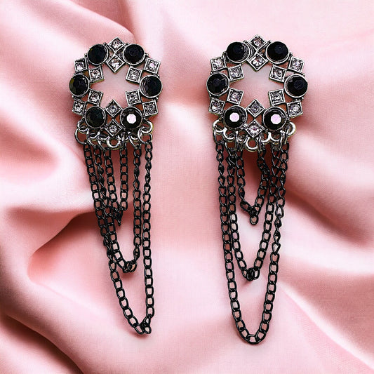 Circular Chain Dangle Earrings Black Earrings Ear Rings Earrings ethnic Trincket Jewellry Jewelry Jewellery