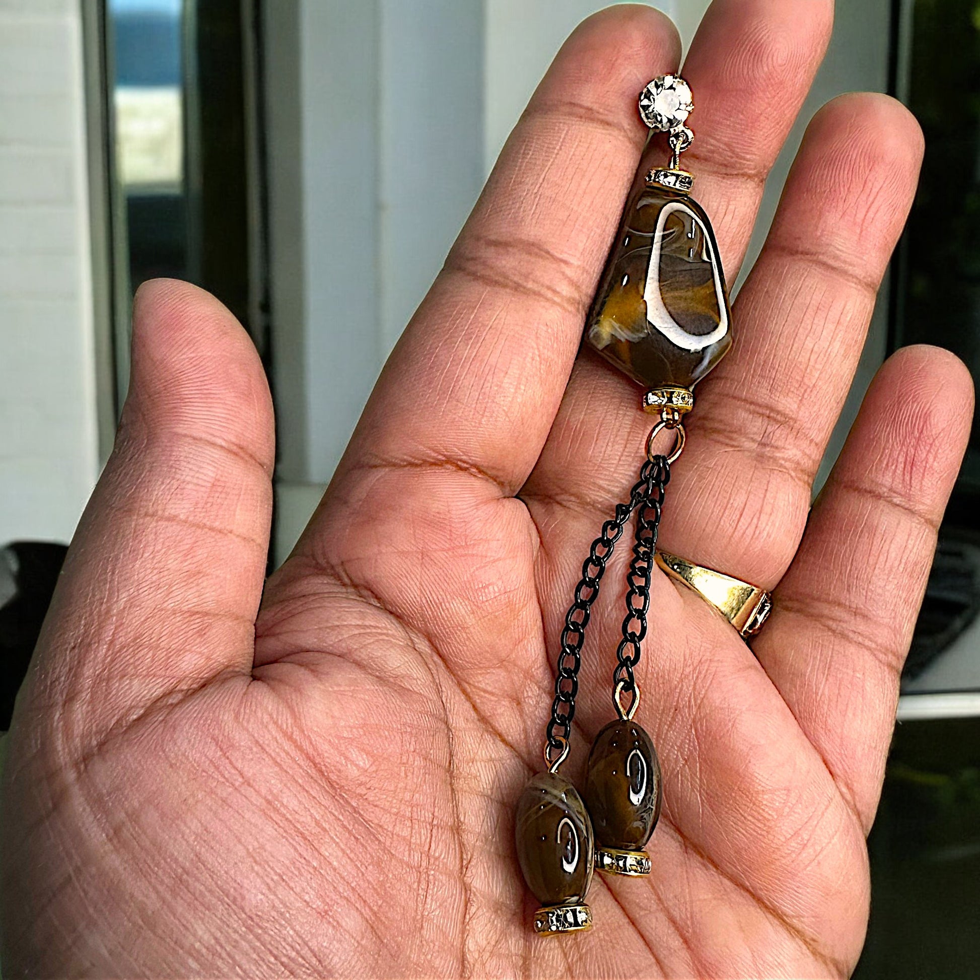 Shaded chain dangle earrings Earrings bead casuals Ear Rings Earrings office Trincket Jewellry Jewelry Jewellery