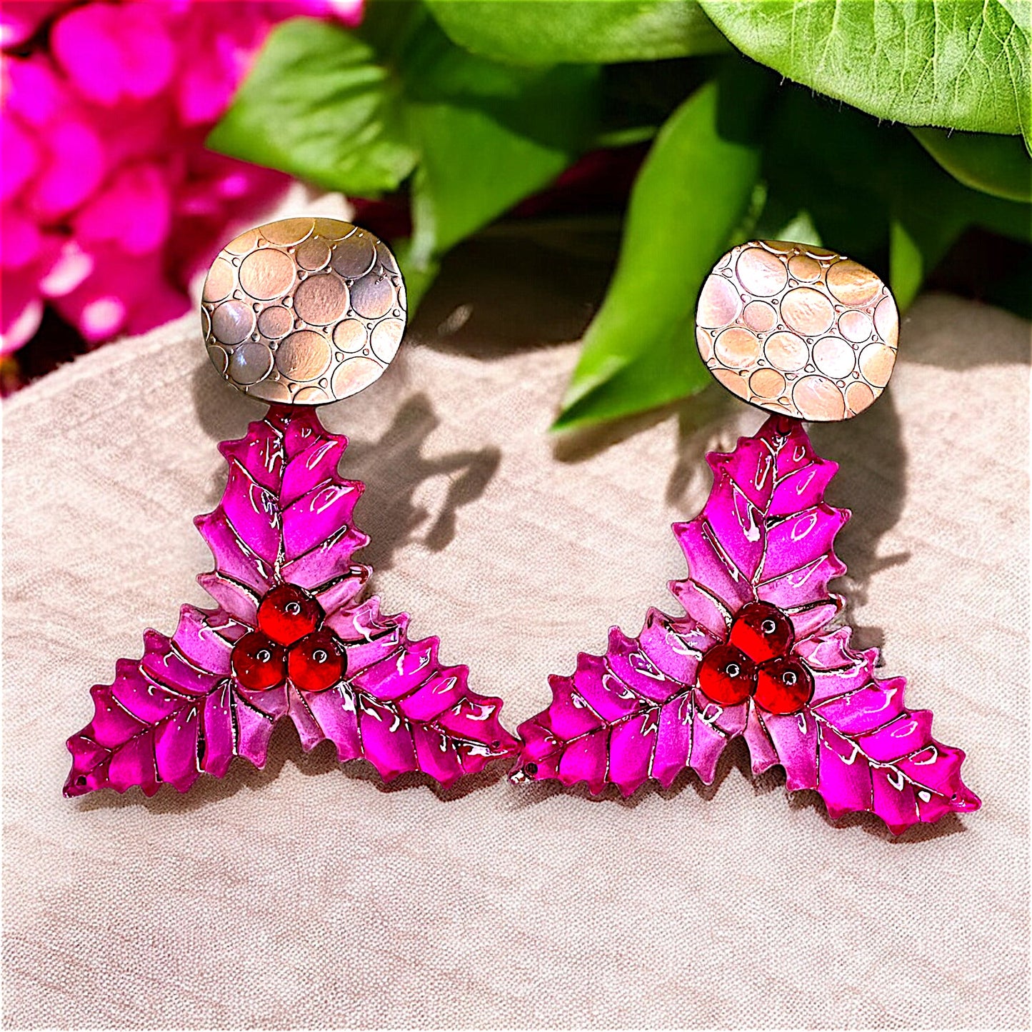 Maple Leaf Earrings Pink Earrings casuals Ear Rings Earrings Trincket Jewellry Jewelry Jewellery