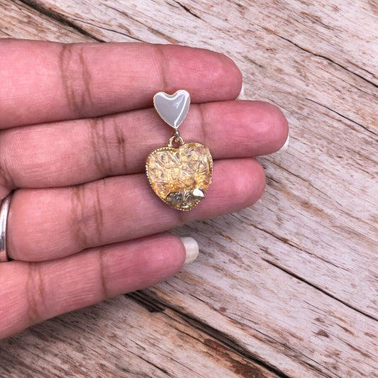 Twin Heart Grey & Beige Earrings Earrings casuals Ear Rings Earrings office party Trincket Jewellry Jewelry Jewellery