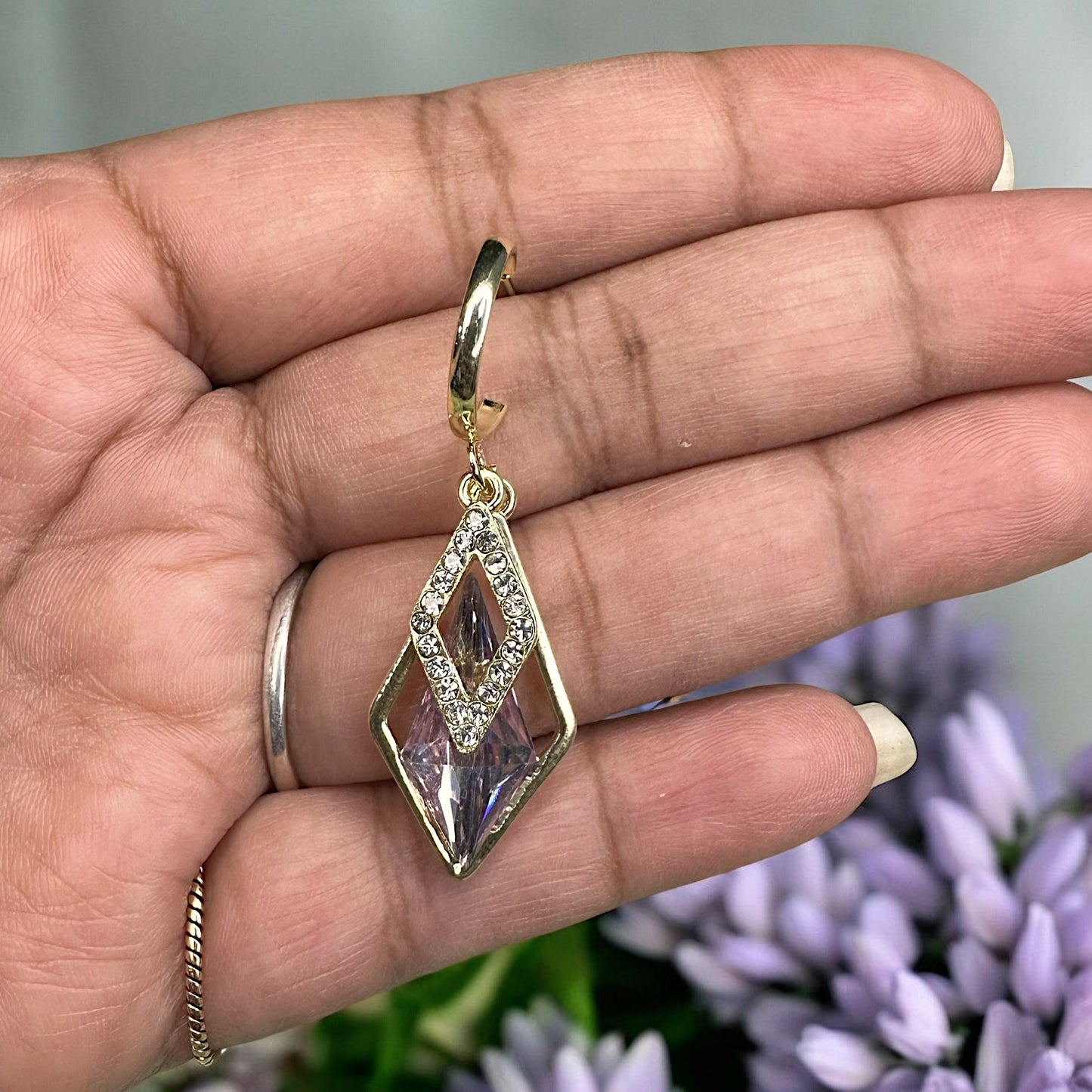 Lavender Crystal Earrings Earrings Ear Rings Earrings ethnic party Trincket Jewellry Jewelry Jewellery