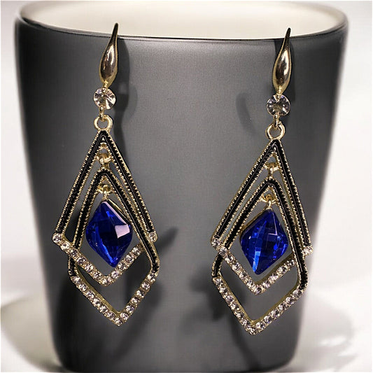 Diamond Crystal Stone Earrings Blue Earrings Ear Rings Earrings ethnic party Trincket Jewellry Jewelry Jewellery