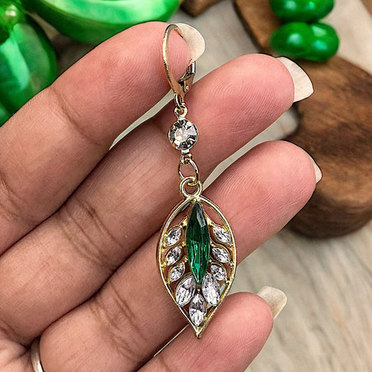 Green Leafy Danglers Earrings Ear Rings Earrings ethnic party Trincket Jewellry Jewelry Jewellery