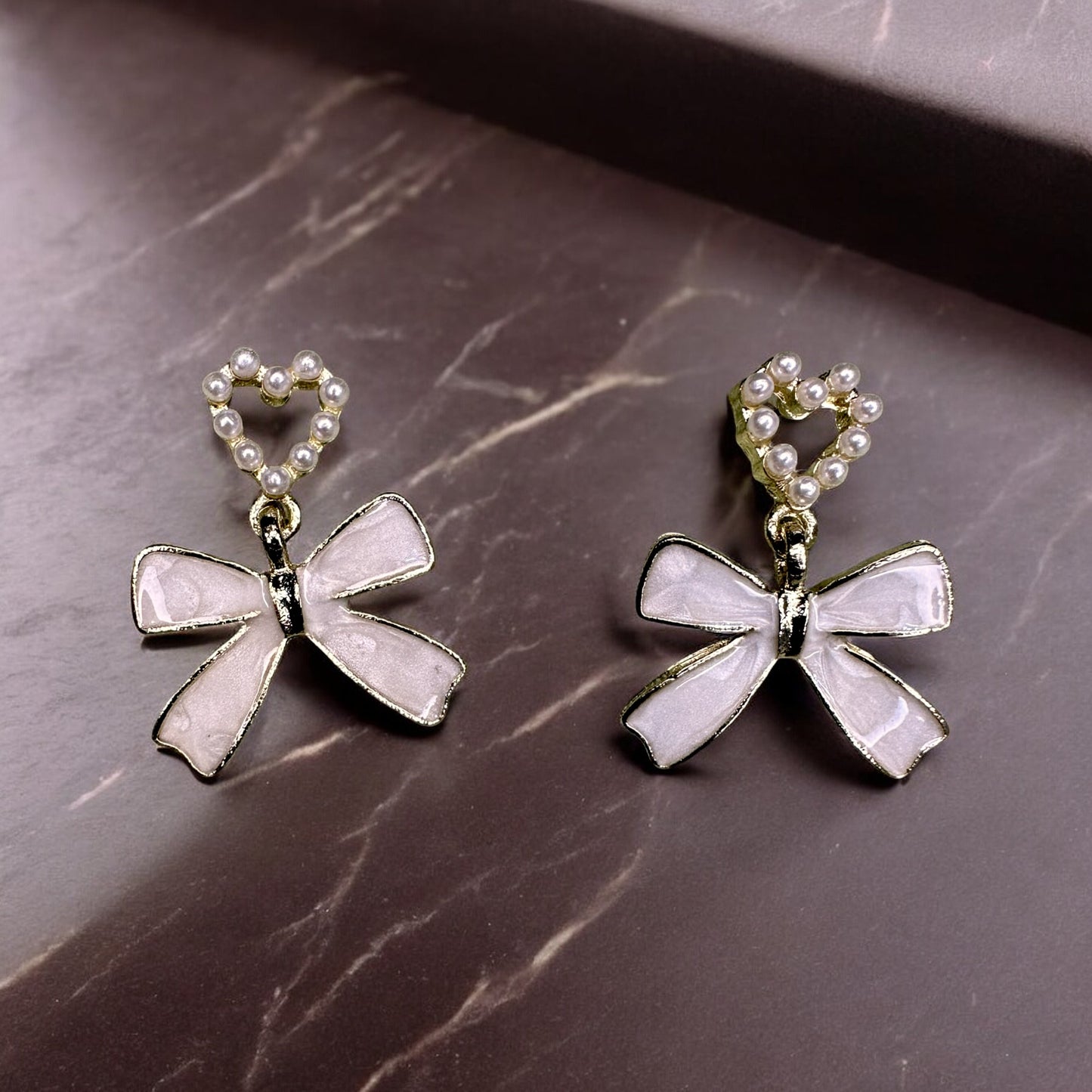 Bowed Heart Earrings Earrings bead casuals Ear Rings Earrings office party Trincket Jewellry Jewelry Jewellery