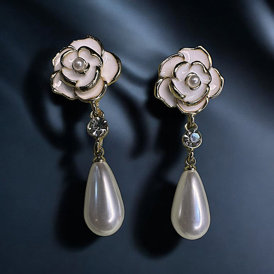 Rosy Pearl Drop Earrings Earrings bead casuals Ear Rings Earrings ethnic office party Trincket Jewellry Jewelry Jewellery