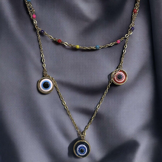 Evil Eye Layered Necklace Necklace bead casuals Necklace office party Trincket Jewellry Jewelry Jewellery