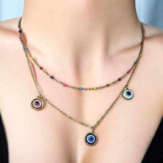 Evil Eye Layered Necklace Necklace bead casuals Necklace office party Trincket Jewellry Jewelry Jewellery
