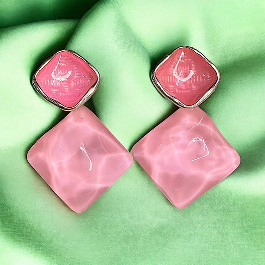 Double Trouble Diamond Shaped Earrings Pink Earrings casuals Ear Rings Earrings ethnic office party Trincket Jewellry Jewelry Jewellery