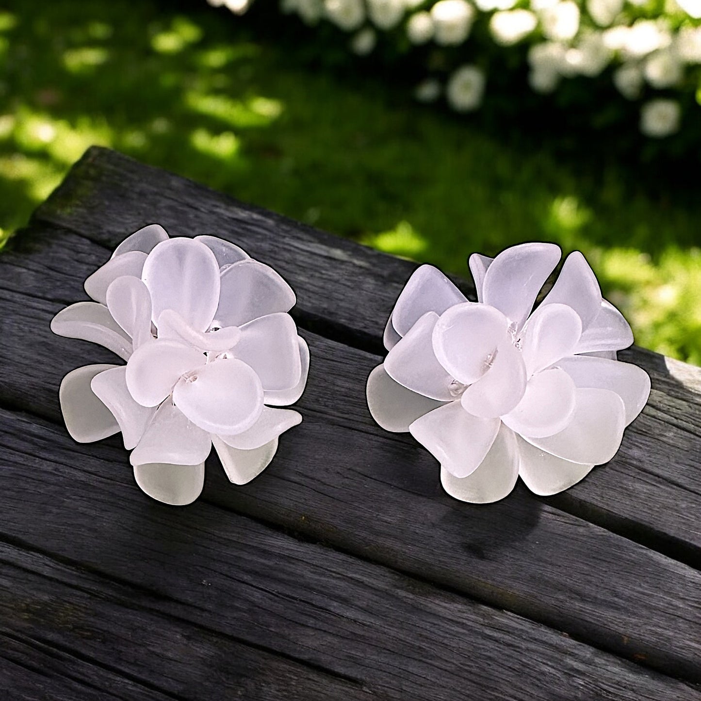 3D Flower Studs White Earrings casuals Ear Rings Earrings office party Trincket Jewellry Jewelry Jewellery