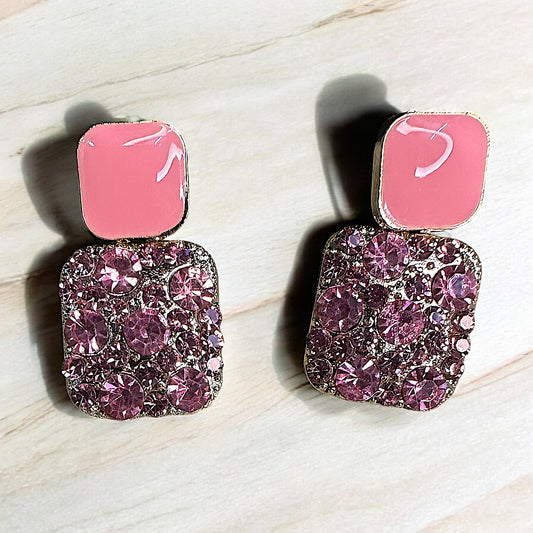 Square's Square Earrings for Fabulous Parties Pink Earrings casuals Ear Rings Earrings ethnic office party Trincket Jewellry Jewelry Jewellery