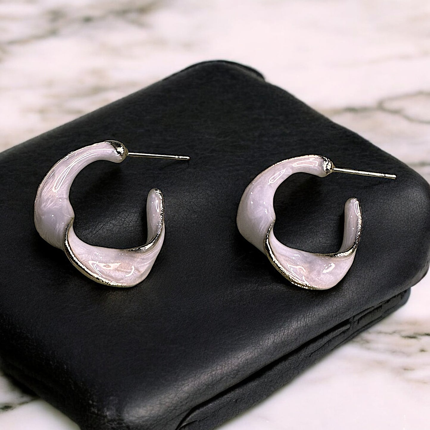 Semi Hoop Tops - Style Meets Fun White Earrings casuals Ear Rings Earrings office party Trincket Jewellry Jewelry Jewellery