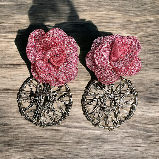 Bloom with these Rosewheel Earrings Pink Earrings casuals Ear Rings Earrings ethnic party Trincket Jewellry Jewelry Jewellery