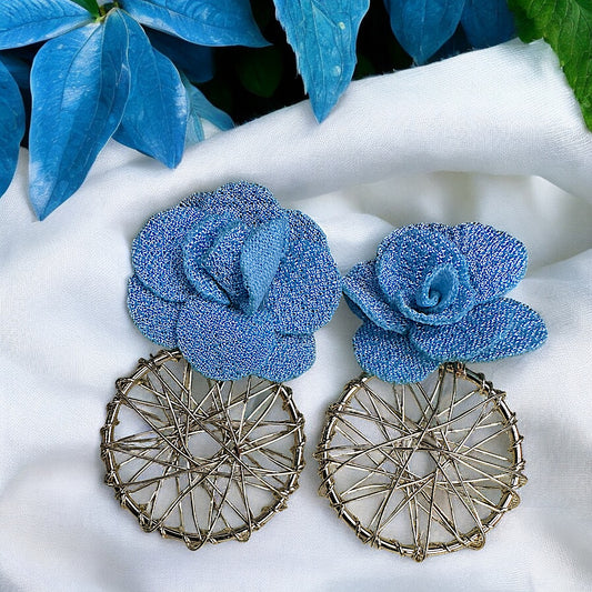 Bloom with these Rosewheel Earrings Light Blue Earrings casuals Ear Rings Earrings ethnic party Trincket Jewellry Jewelry Jewellery