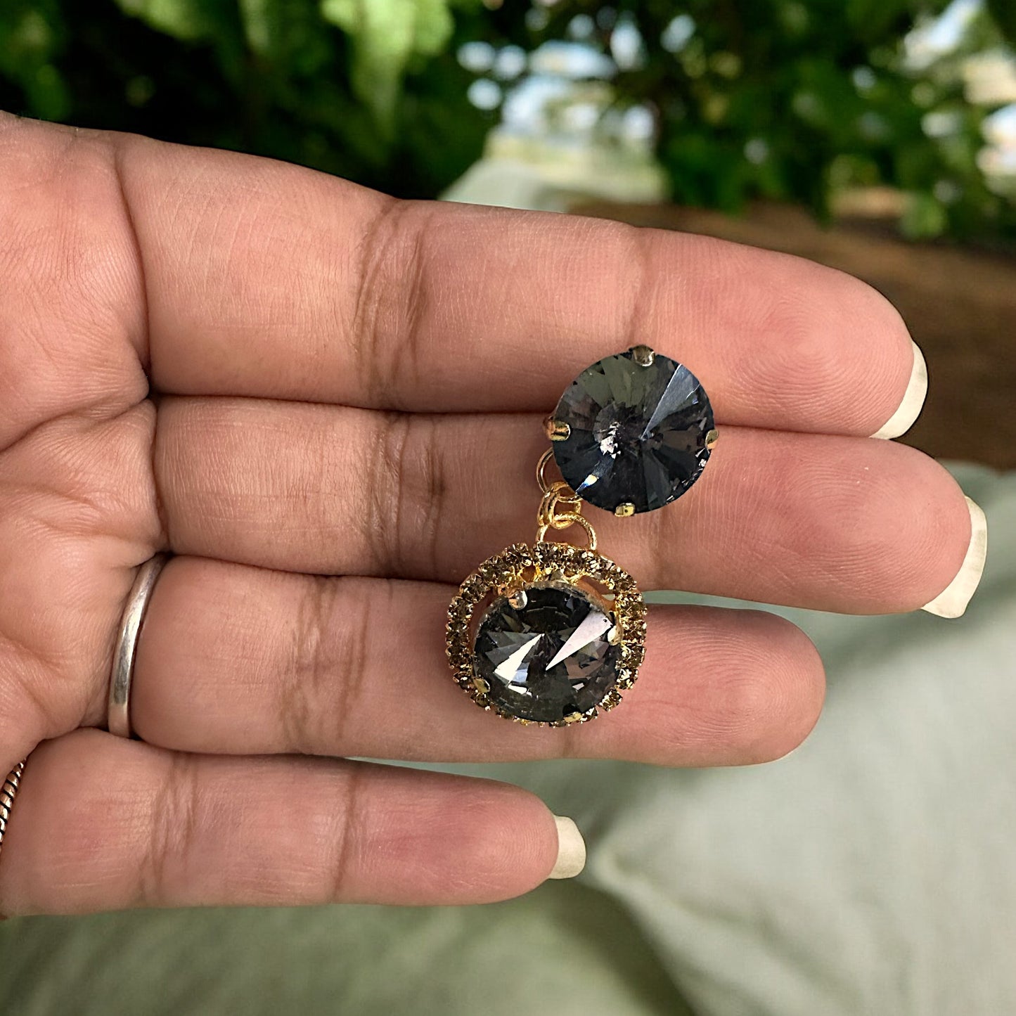 Circular Glass Stone Earrings Earrings Ear Rings Earrings ethnic party Trincket Jewellry Jewelry Jewellery