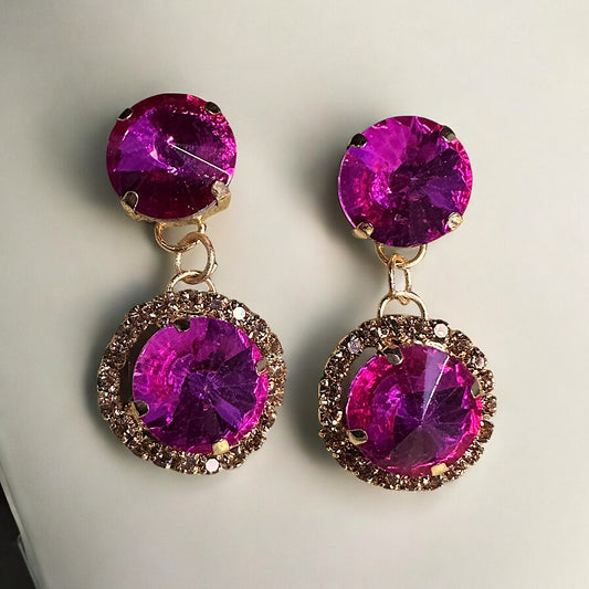 Circular Glass Stone Earrings Pink Earrings Ear Rings Earrings ethnic party Trincket Jewellry Jewelry Jewellery