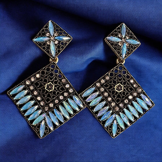 Diamond Rice Bead Earrings Light Blue Earrings Ear Rings Earrings ethnic party Trincket Jewellry Jewelry Jewellery