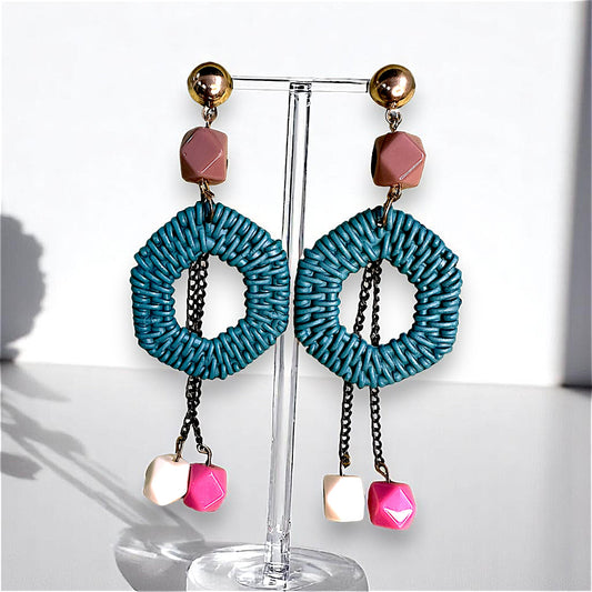 Funky Hexagon Dangles Blue Earrings bead casuals Ear Rings Earrings Trincket Jewellry Jewelry Jewellery
