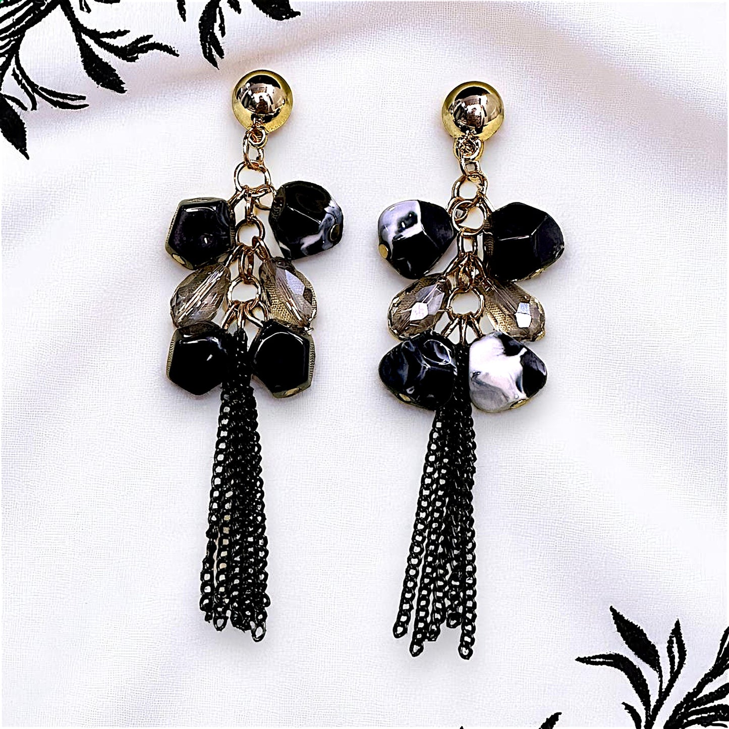Round Big Beads Dangles Black Earrings bead casuals Ear Rings Earrings party Trincket Jewellry Jewelry Jewellery