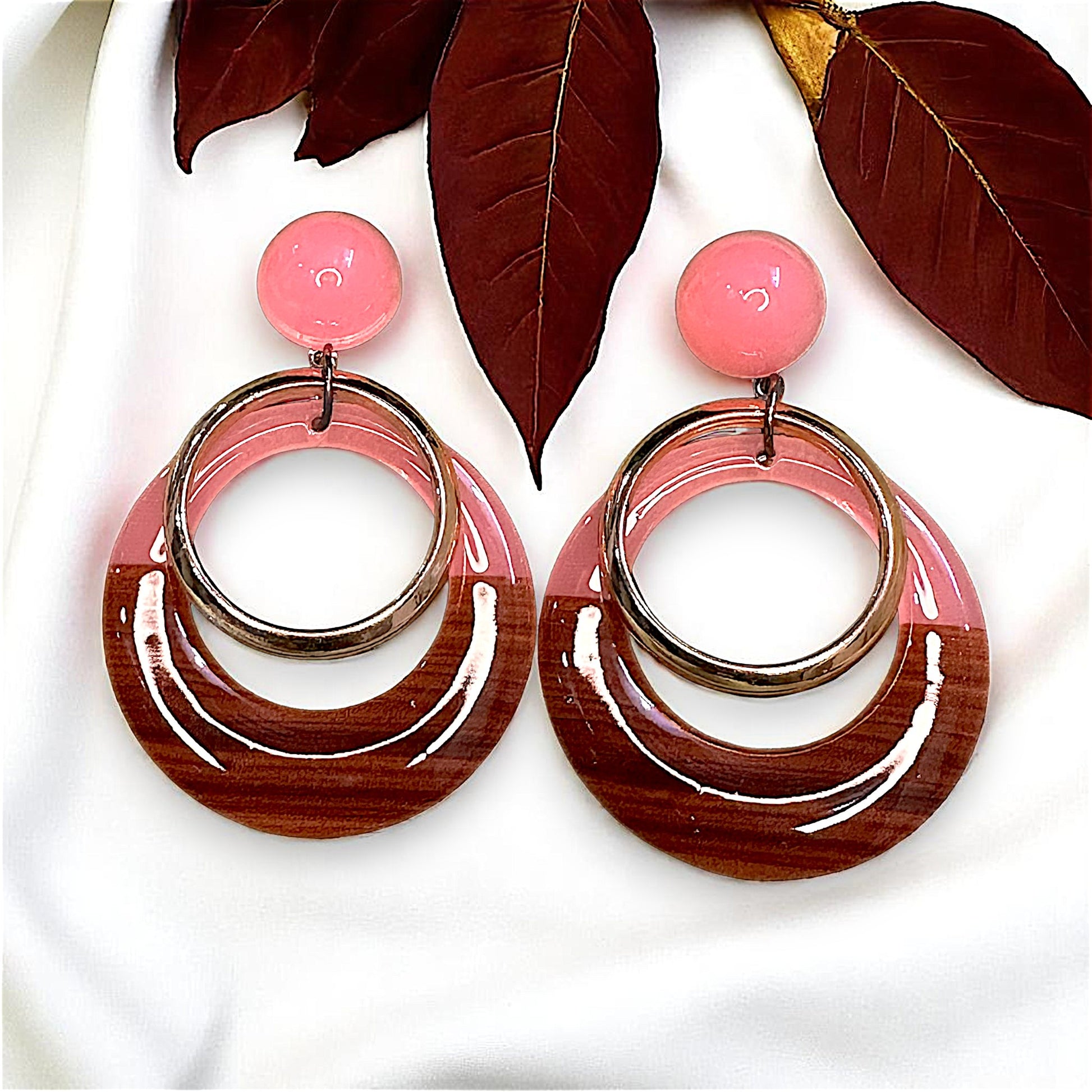 Double color Earrings Pink Earrings casuals Ear Rings Earrings Trincket Jewellry Jewelry Jewellery