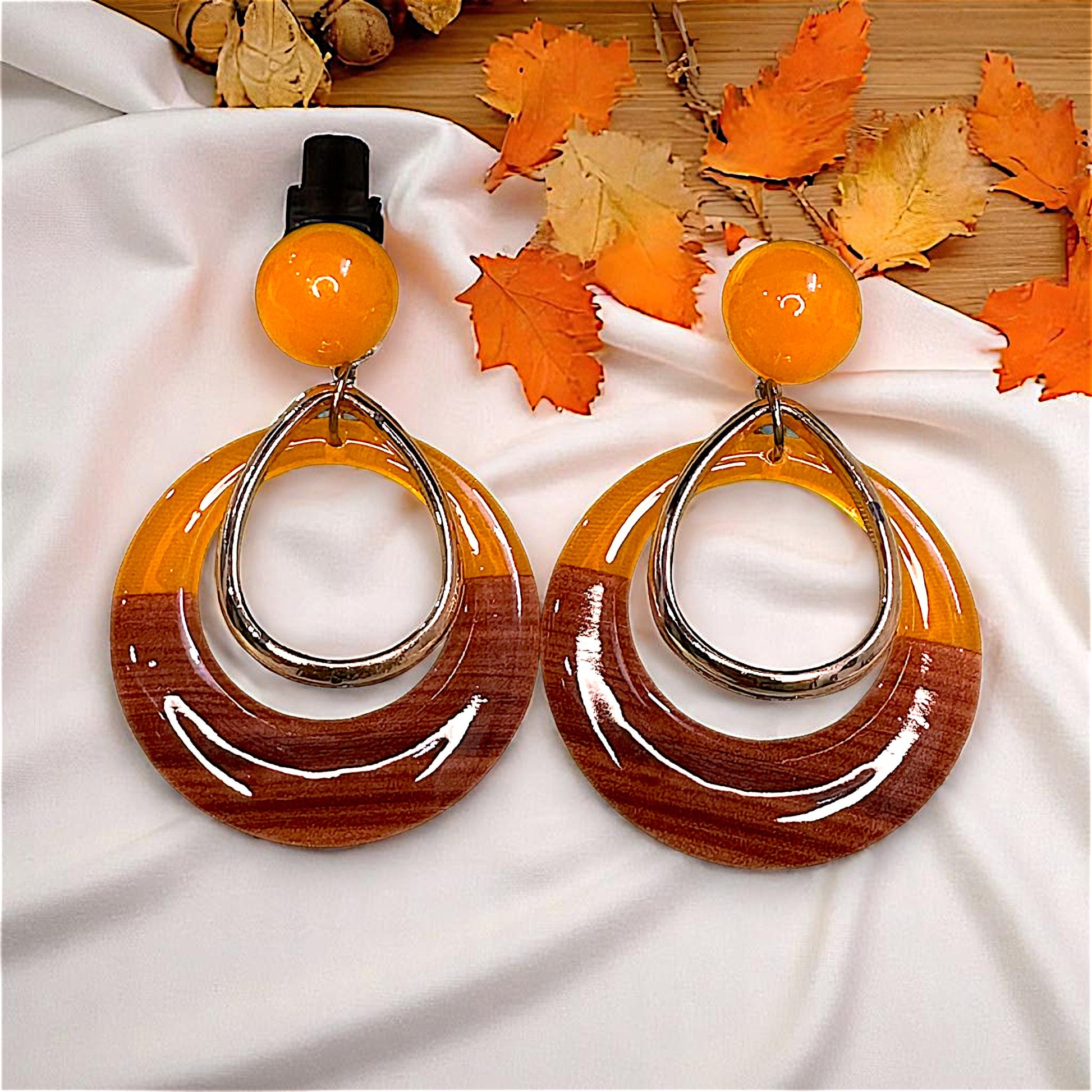 Double color Earrings Orange Earrings casuals Ear Rings Earrings Trincket Jewellry Jewelry Jewellery
