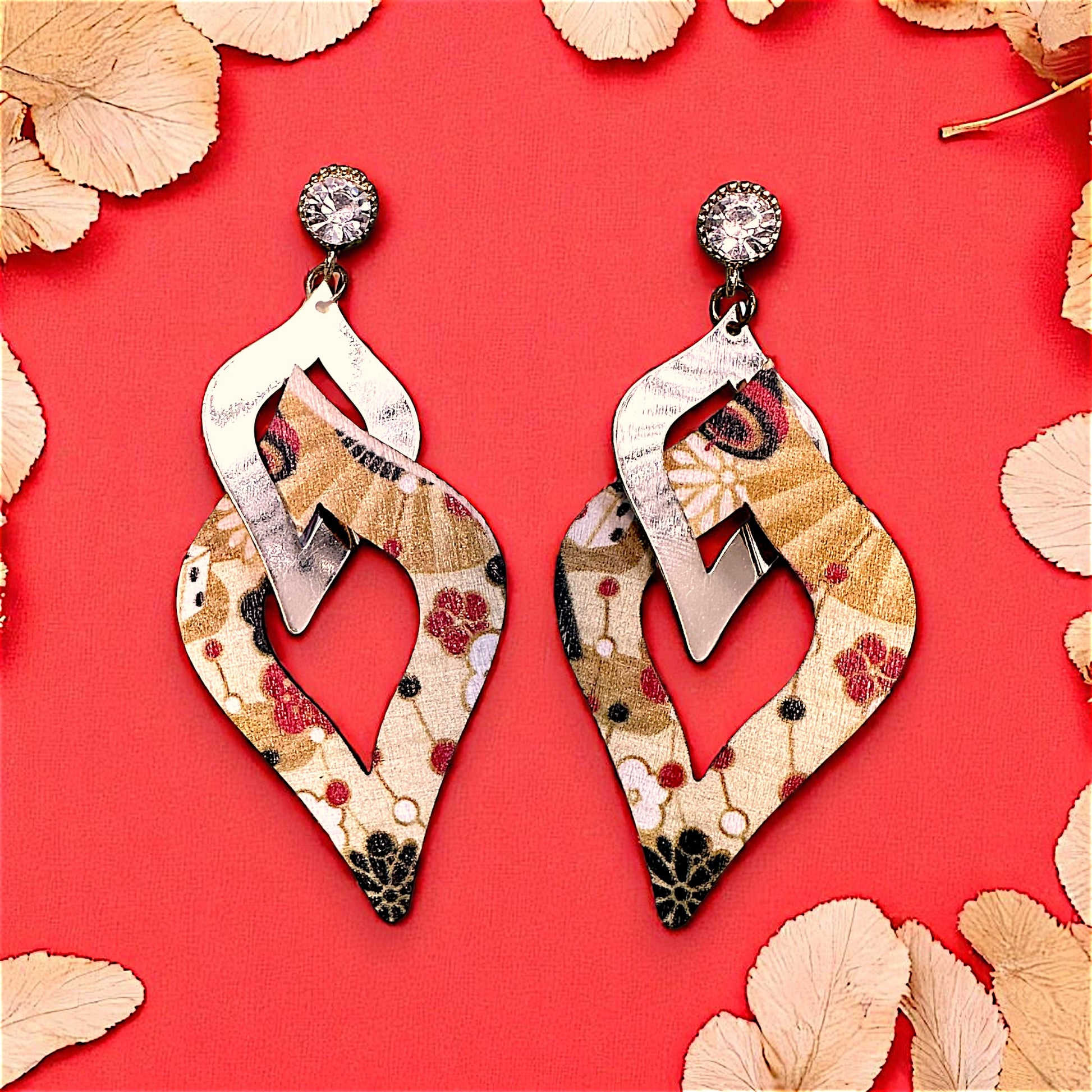 Wooden Pattern Earrings Beige Earrings casuals Ear Rings Earrings party Trincket Jewellry Jewelry Jewellery