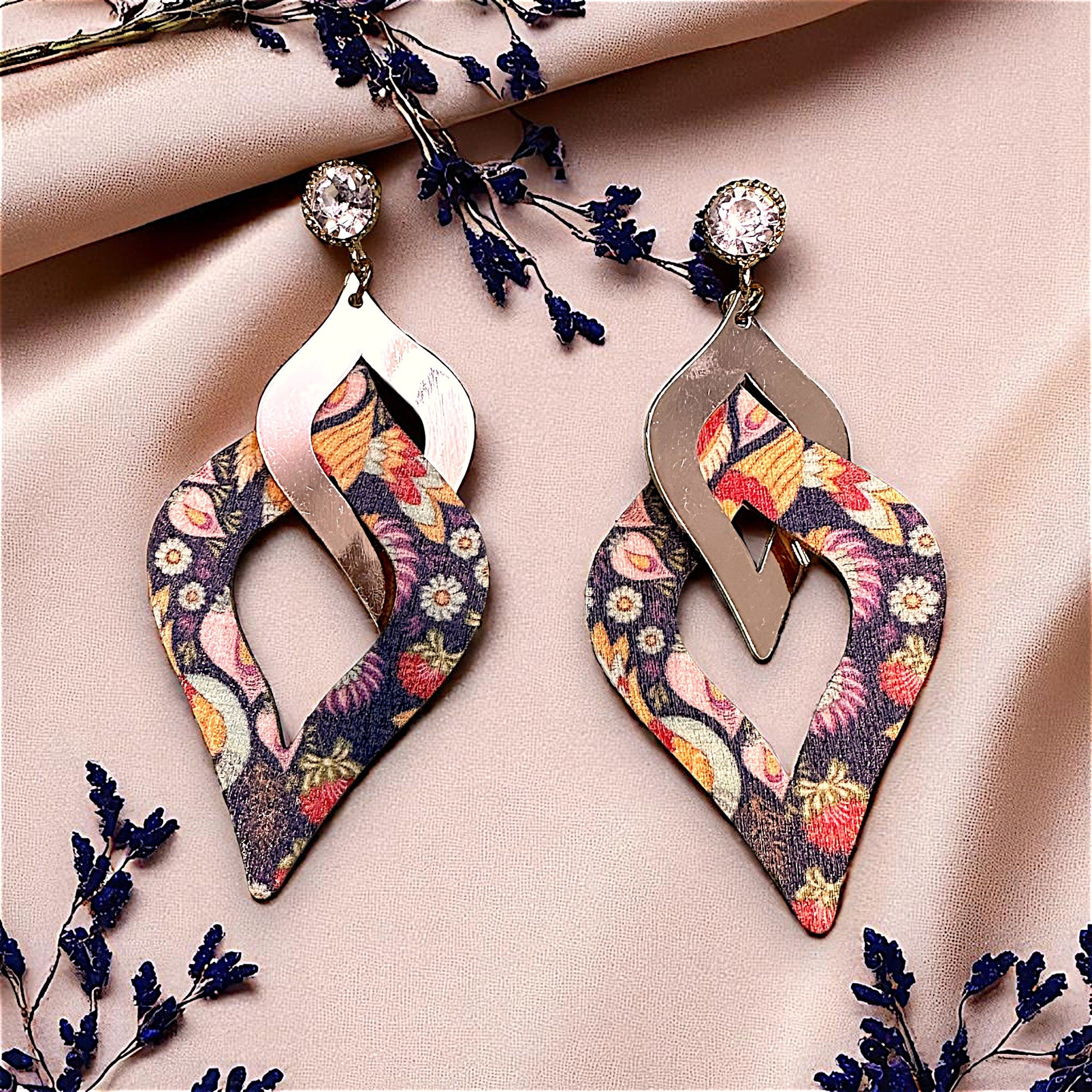 Wooden Pattern Earrings Blue Earrings casuals Ear Rings Earrings party Trincket Jewellry Jewelry Jewellery