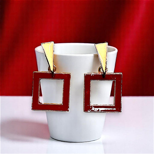 Funk Up Your Style with Colorful Earrings! Red Square Earrings casuals Ear Rings Earrings office Trincket Jewellry Jewelry Jewellery