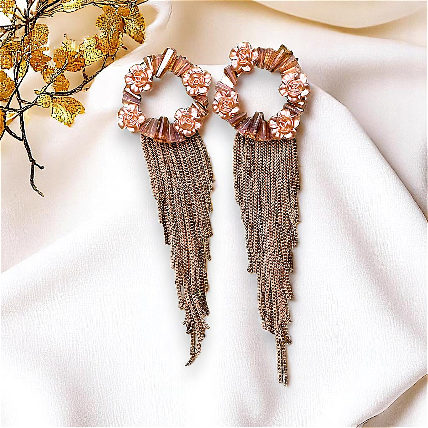 Rose Beads Korean Dangler Beige Earrings bead Ear Rings Earrings party Trincket Jewellry Jewelry Jewellery