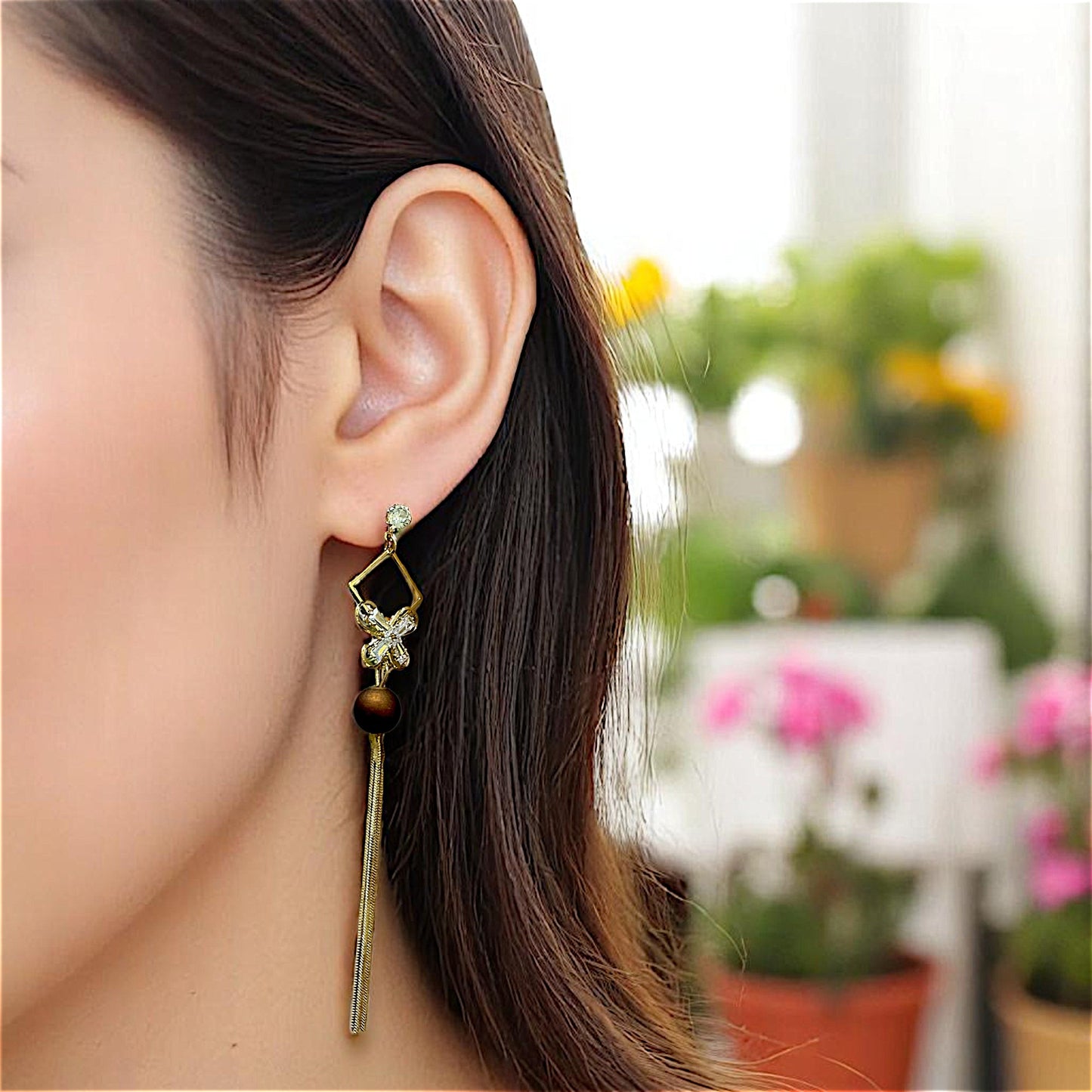 Single Bead Danglers Earrings AD bead Ear Rings Earrings party Trincket Jewellry Jewelry Jewellery