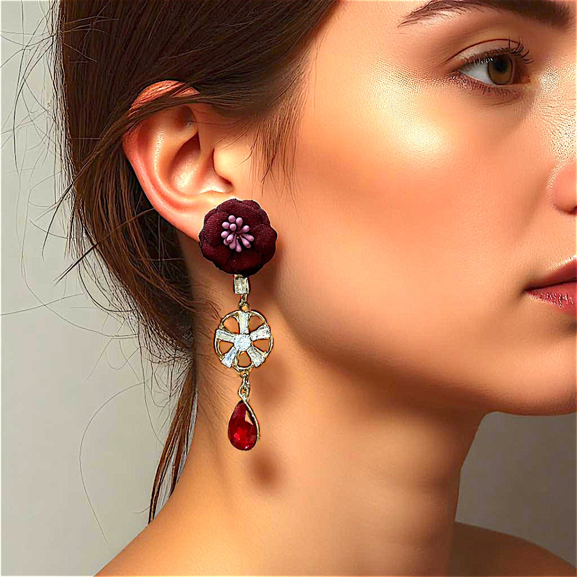 Flower Earrings with Glass Beads Earrings AD Ear Rings Earrings party Trincket Jewellry Jewelry Jewellery