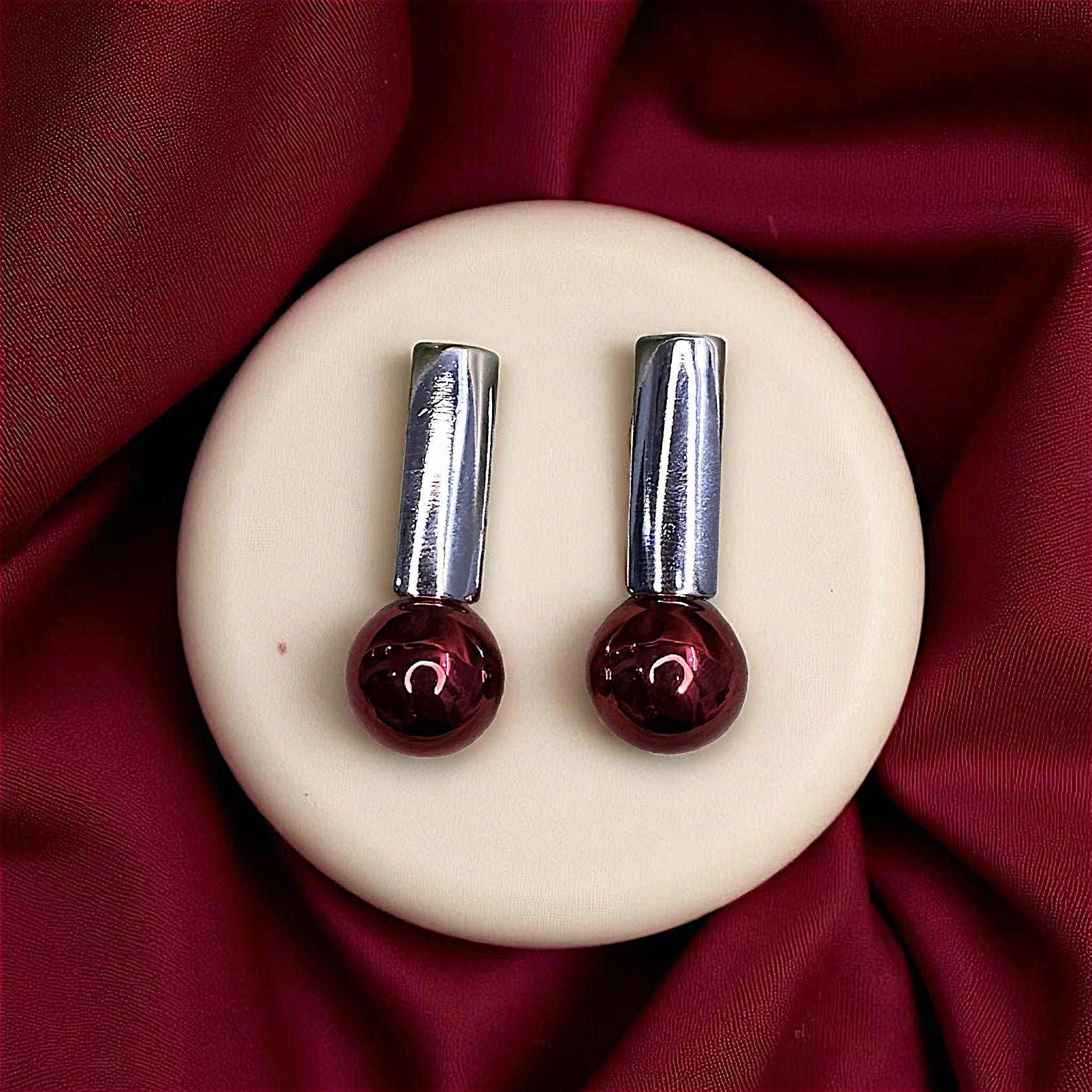 Casual Round Ball Earrings - Perfect Daily Accessory Red Earrings bead Ear Rings Earrings party Trincket Jewellry Jewelry Jewellery