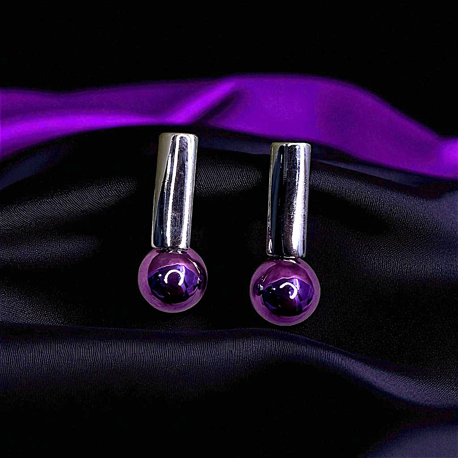 Casual Round Ball Earrings - Perfect Daily Accessory Purple Earrings bead Ear Rings Earrings party Trincket Jewellry Jewelry Jewellery