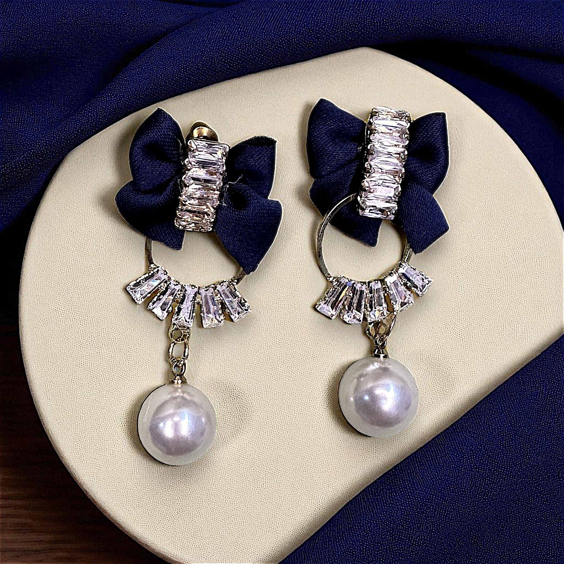 Bow Earrings Blue Earrings AD Ear Rings Earrings party Trincket Jewellry Jewelry Jewellery