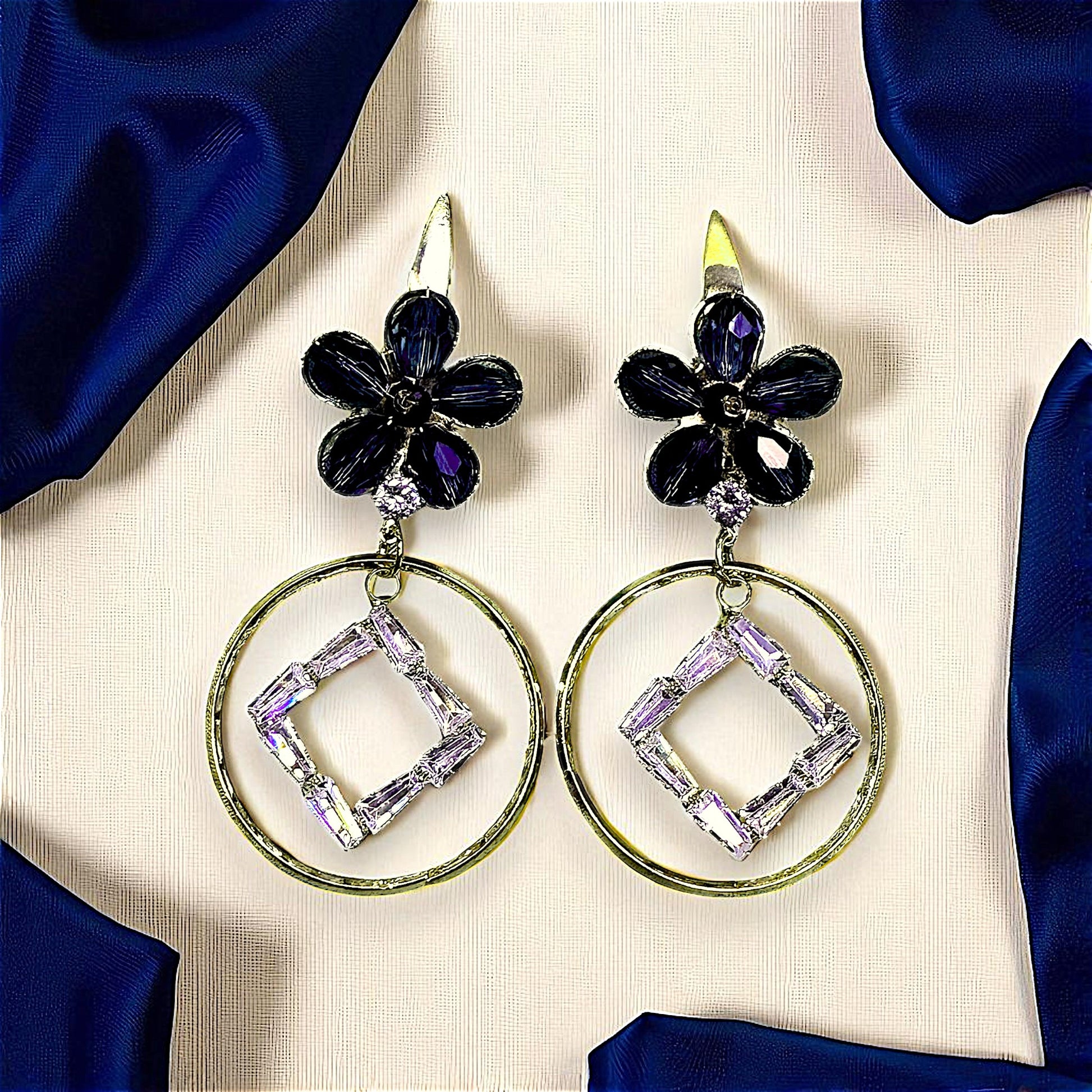 Flower Shaped Rice Beads Earrings Blue Earrings AD Ear Rings Earrings party Trincket Jewellry Jewelry Jewellery