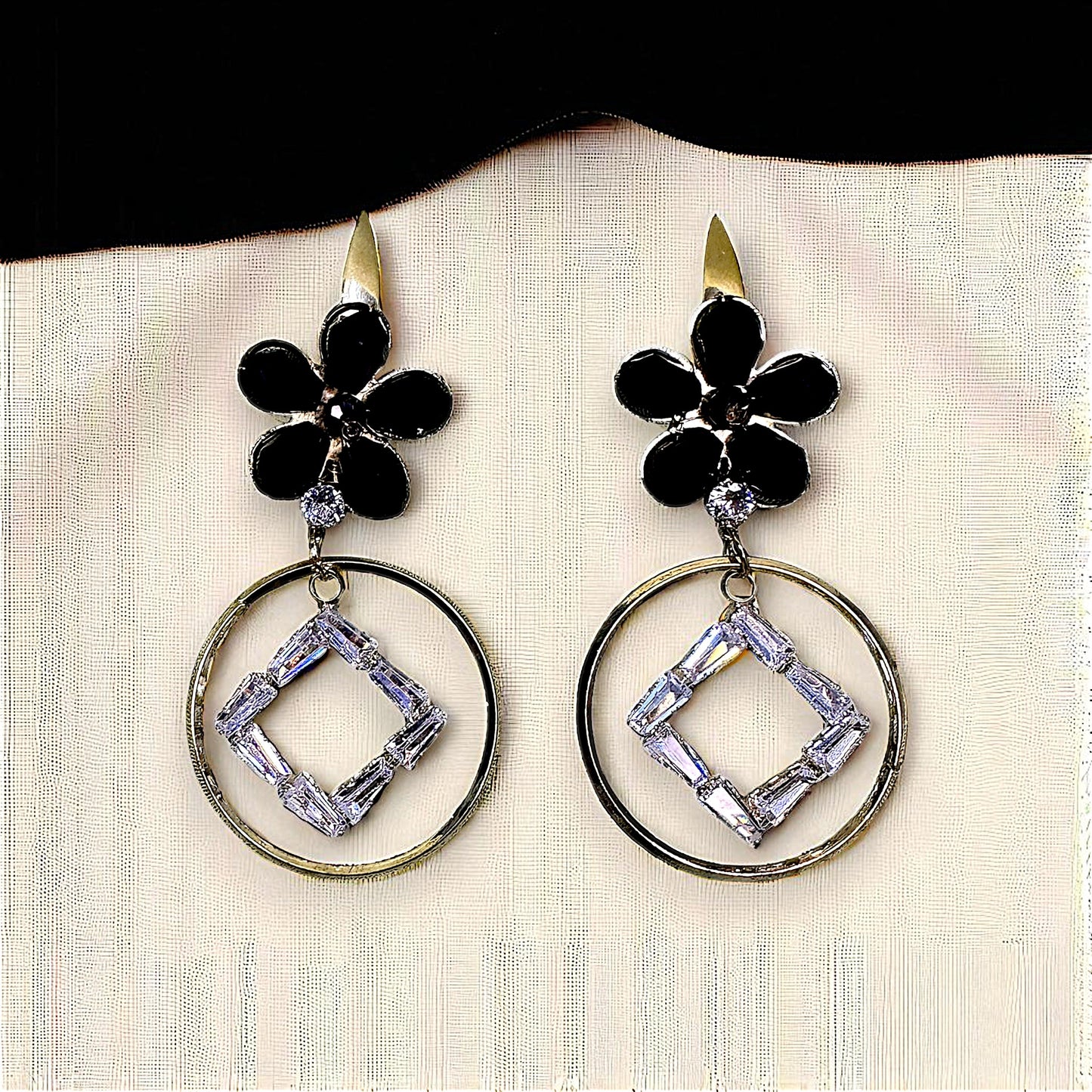 Flower Shaped Rice Beads Earrings Black Earrings AD Ear Rings Earrings party Trincket Jewellry Jewelry Jewellery