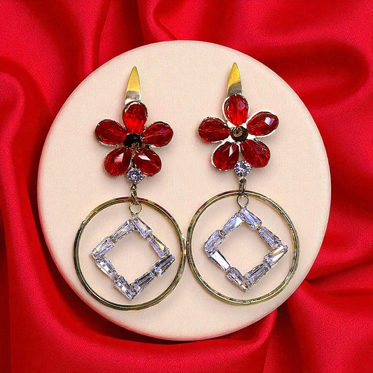 Flower Shaped Rice Beads Earrings Red Earrings AD Ear Rings Earrings party Trincket Jewellry Jewelry Jewellery