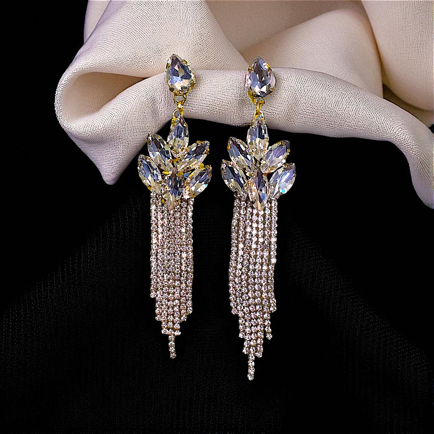 Glass Stone Fancy Danglers White Earrings Ear Rings Earrings party Trincket Jewellry Jewelry Jewellery