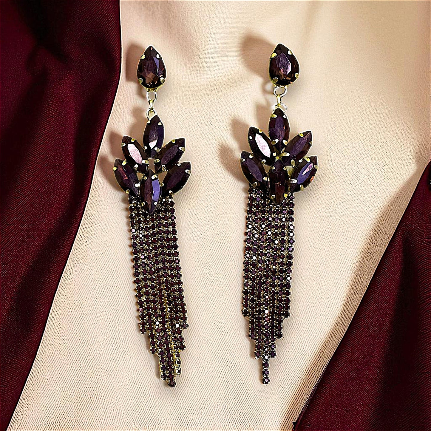 Glass Stone Fancy Danglers wine Earrings Ear Rings Earrings party Trincket Jewellry Jewelry Jewellery