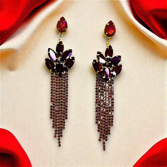 Glass Stone Fancy Danglers Red Earrings Ear Rings Earrings party Trincket Jewellry Jewelry Jewellery