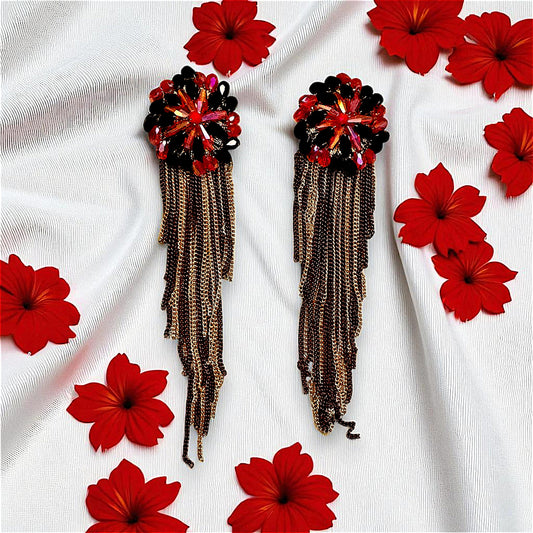 Korean Rice Bead Danglers Red Earrings bead Ear Rings Earrings party Trincket Jewellry Jewelry Jewellery