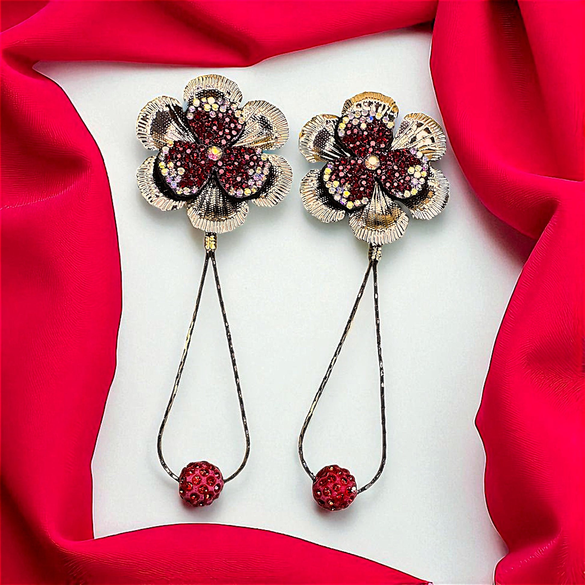 Shimmery Stone Studded Earrings Red Earrings bead Ear Rings Earrings party Trincket Jewellry Jewelry Jewellery
