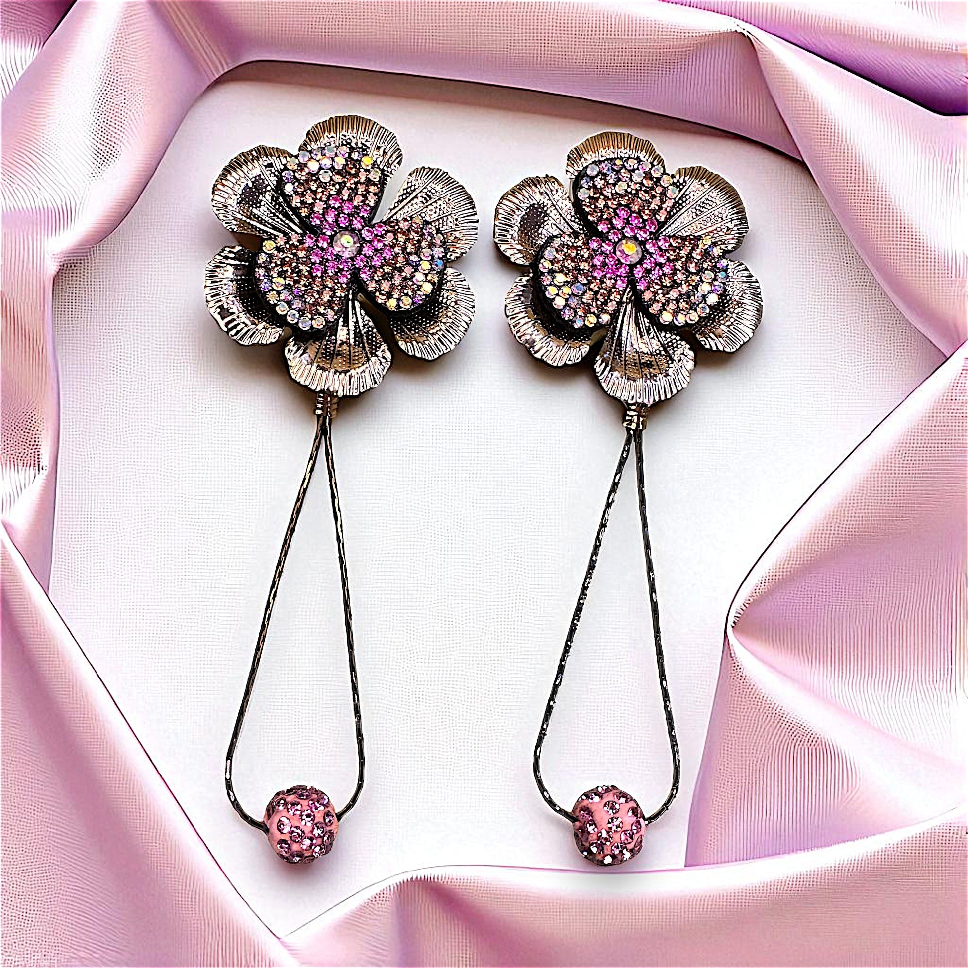 Shimmery Stone Studded Earrings Pink Earrings bead Ear Rings Earrings party Trincket Jewellry Jewelry Jewellery