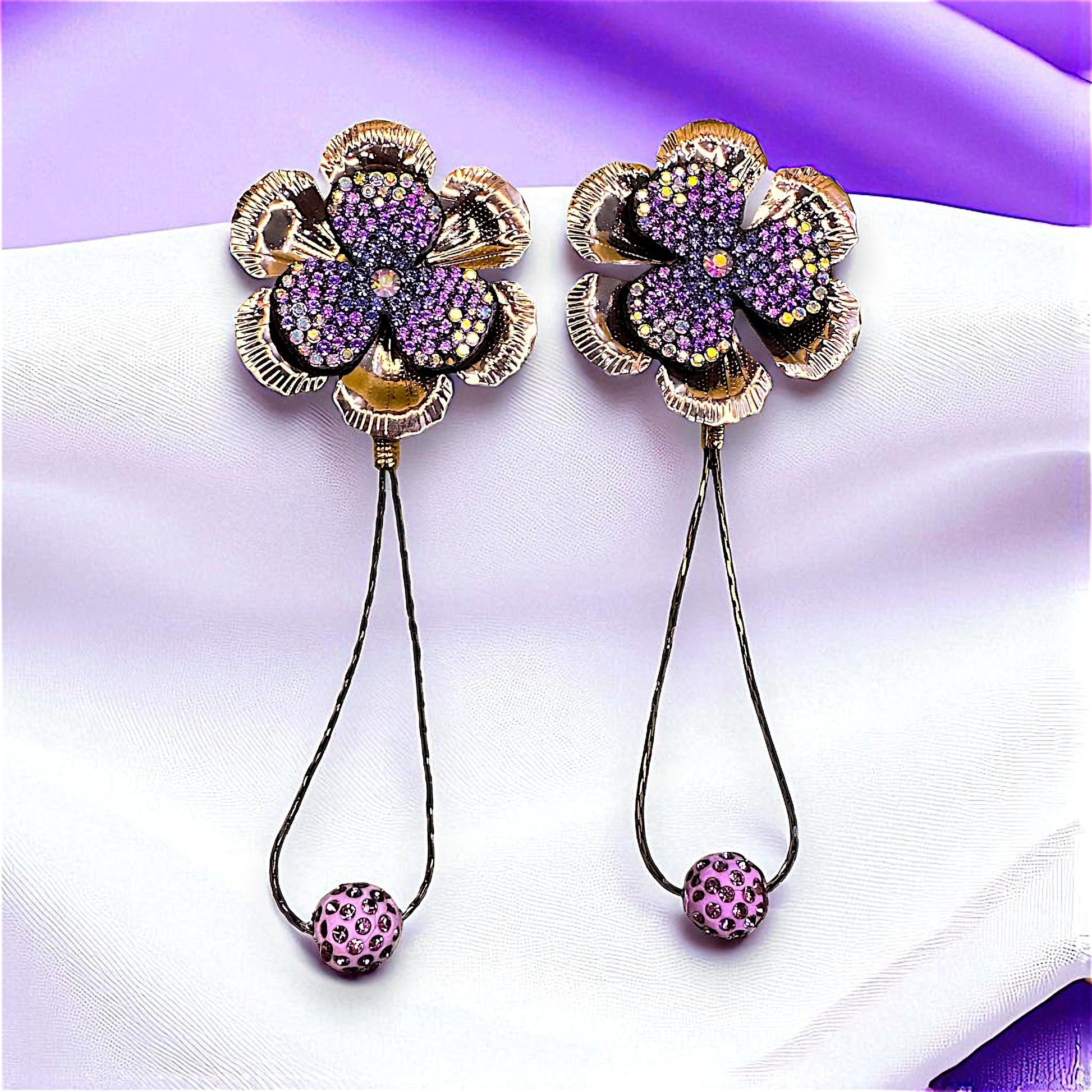 Shimmery Stone Studded Earrings Purple Earrings bead Ear Rings Earrings party Trincket Jewellry Jewelry Jewellery